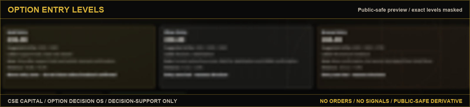 Public-safe Option Entry Levels preview.